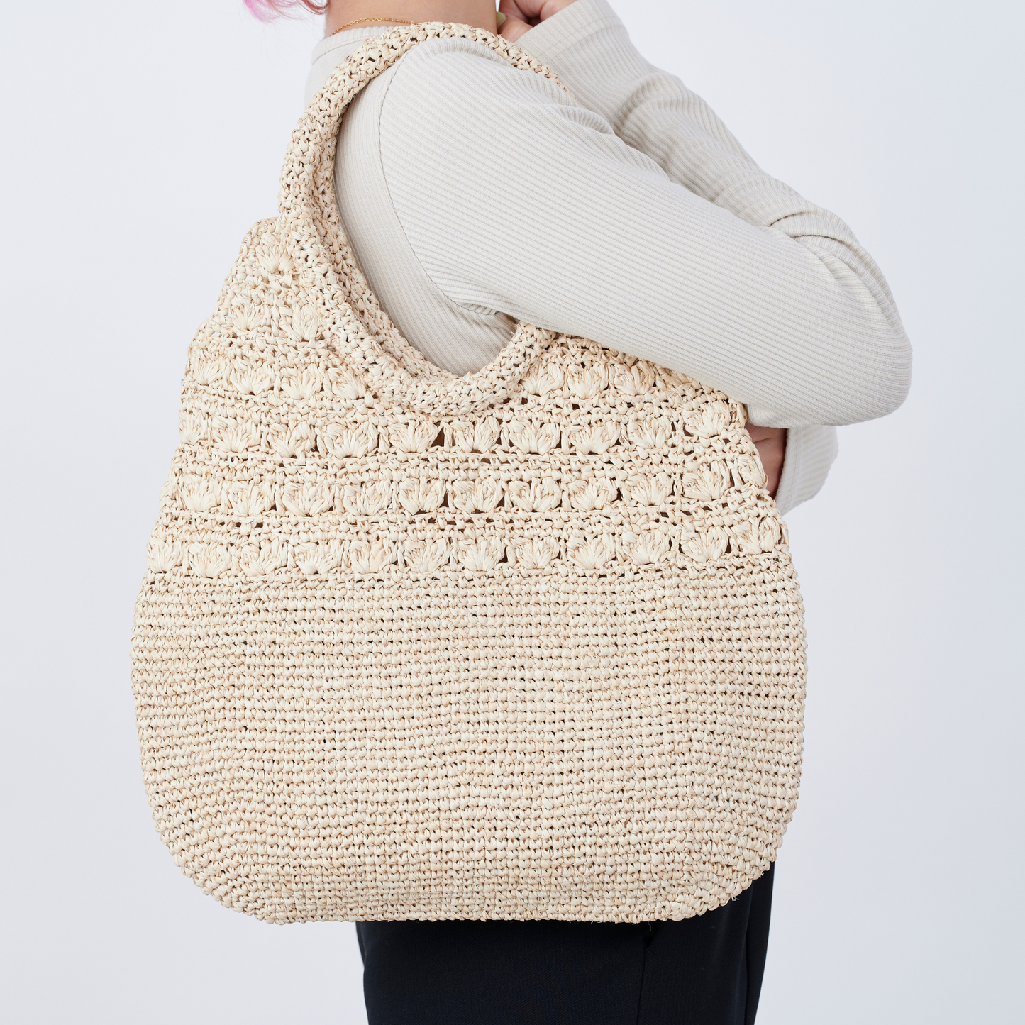 Hand Crochet Raffia Bag - Shell Bag