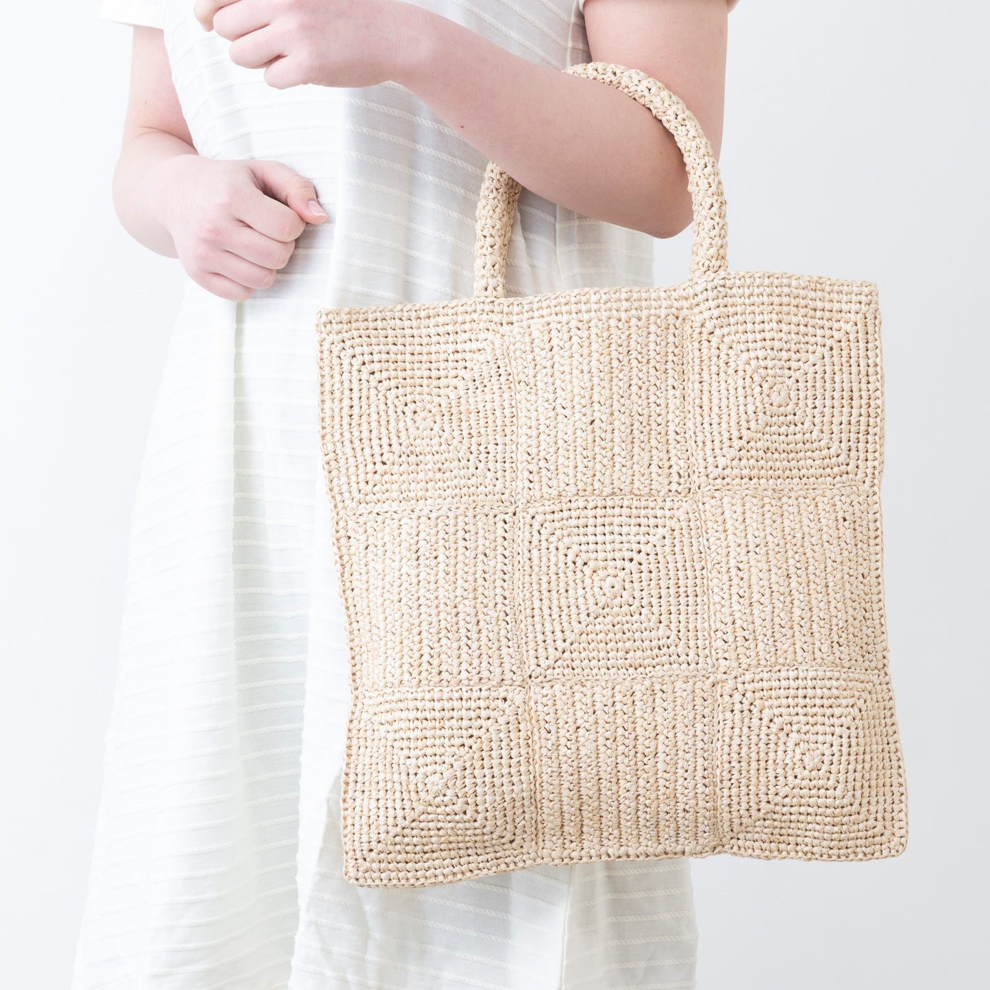 Hand Crochet Raffia Bag - MAZE (Beige)