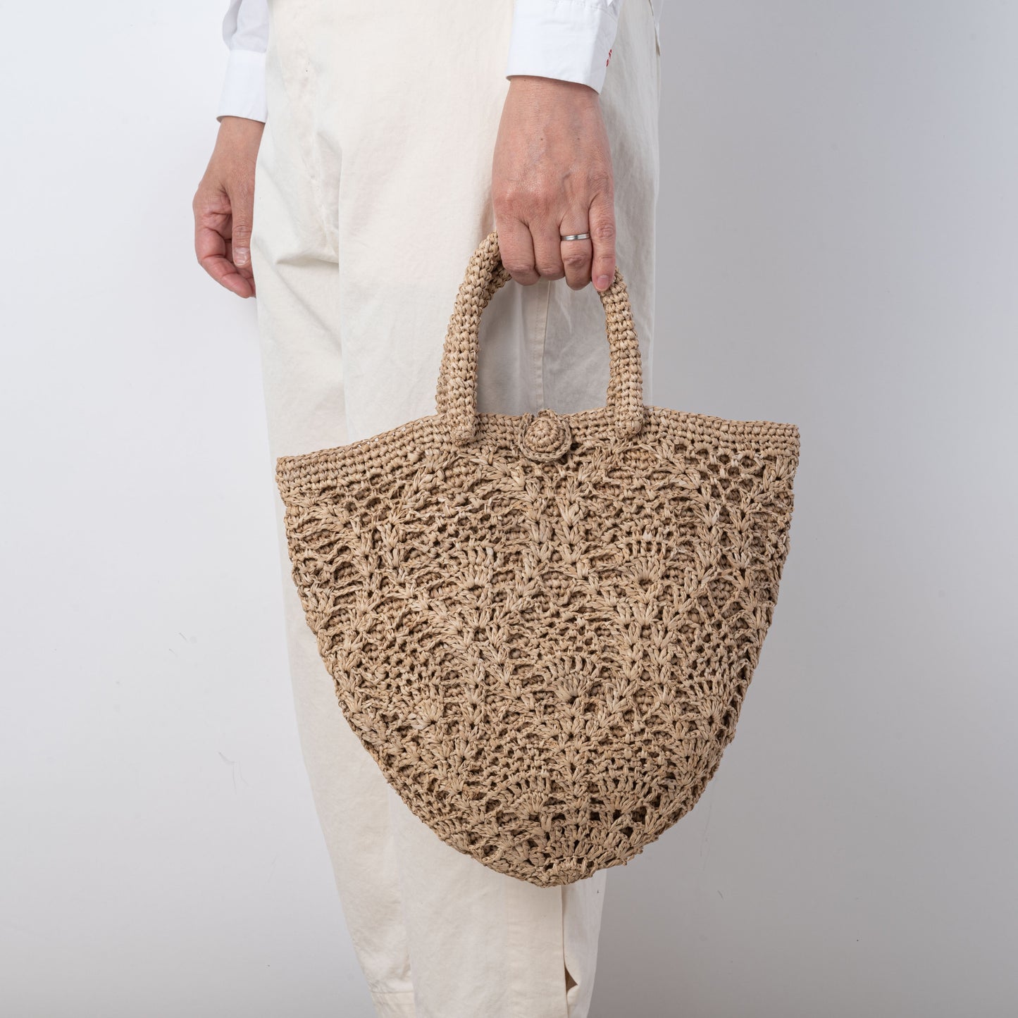 Hand Crochet Raffia Bag - PINEAPPLE (Chocolate)
