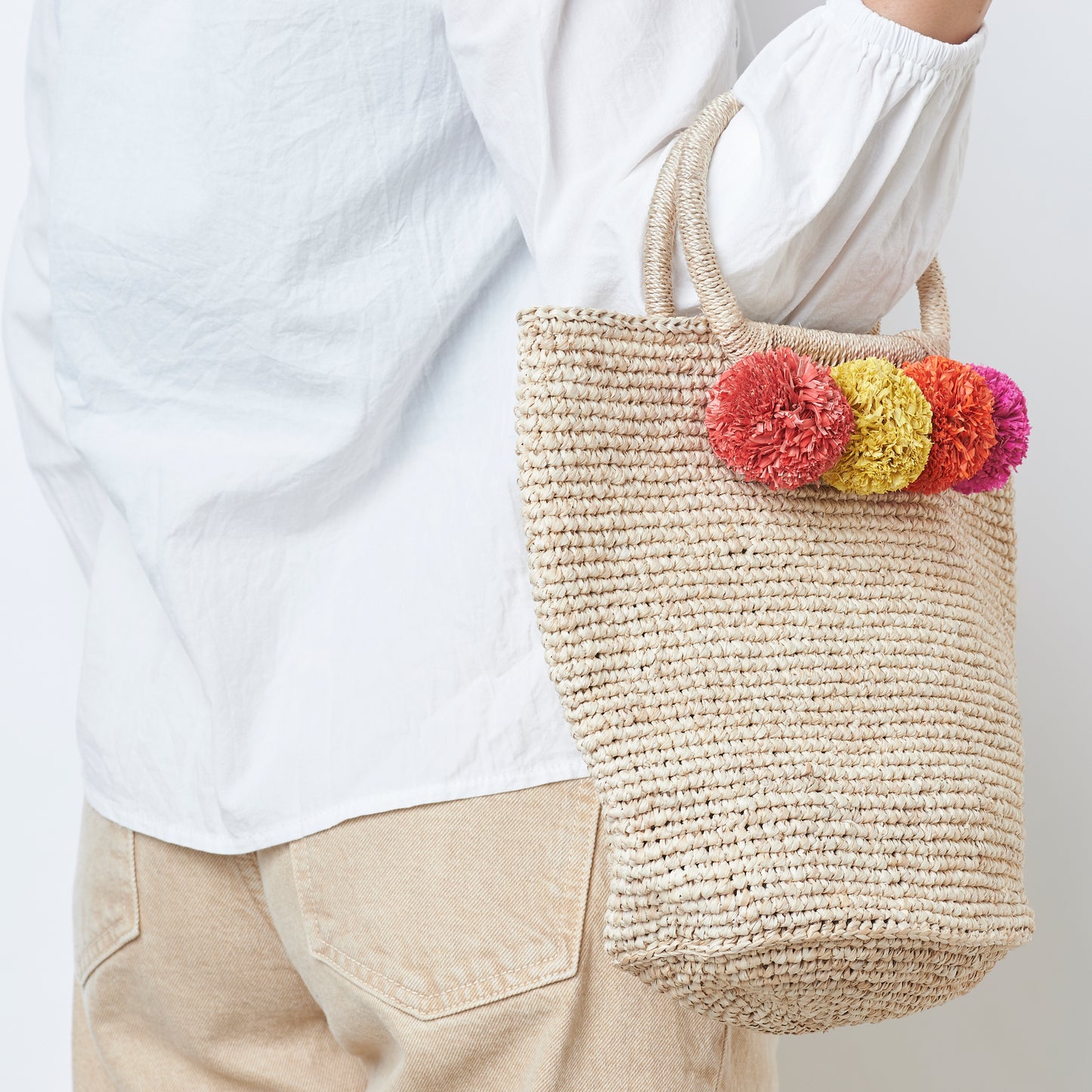 Hand Crochet Raffia Bag - POMPOM (Warm)