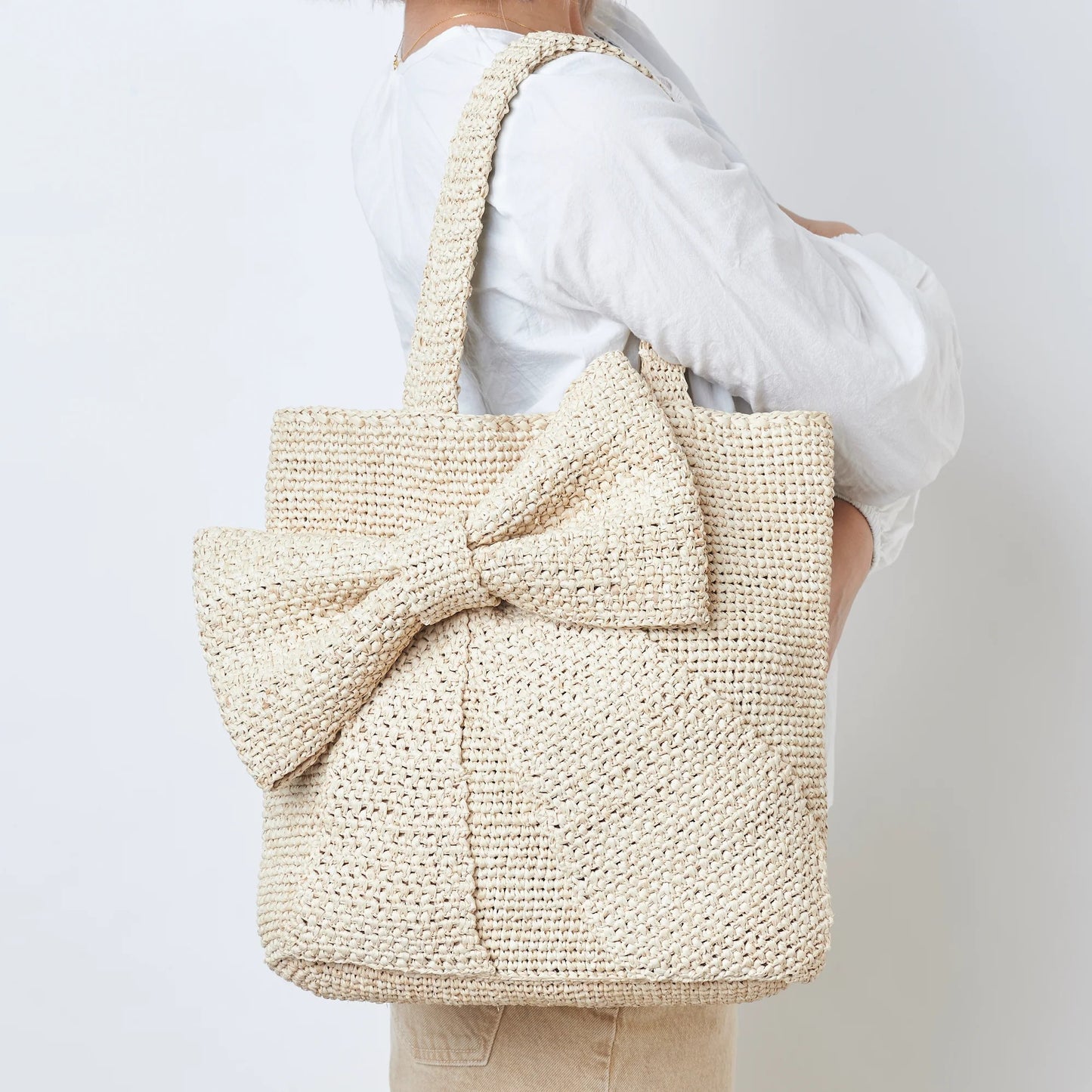 Hand Crochet Raffia Bag - RIBBON