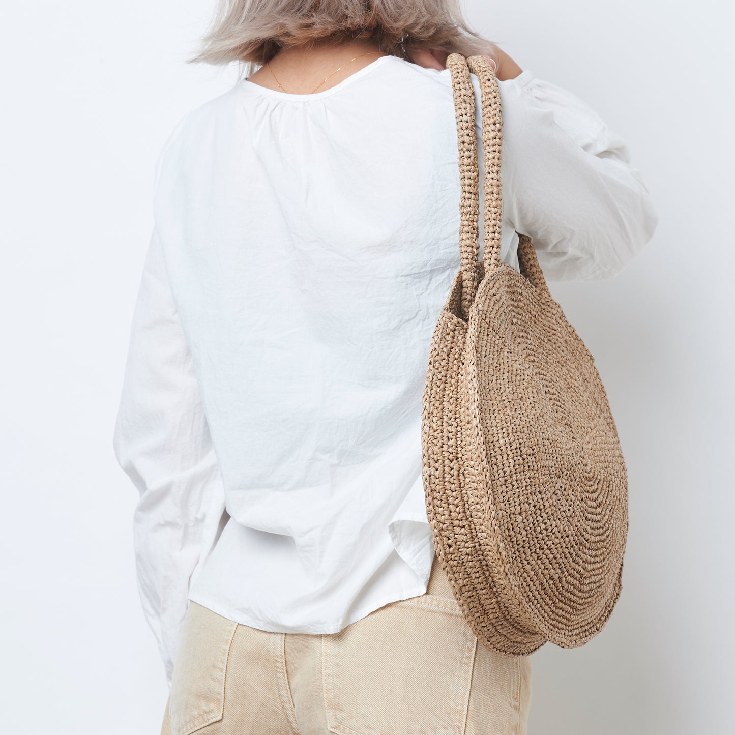 Hand Crochet Raffia Bag - RONDO (Chocolate)