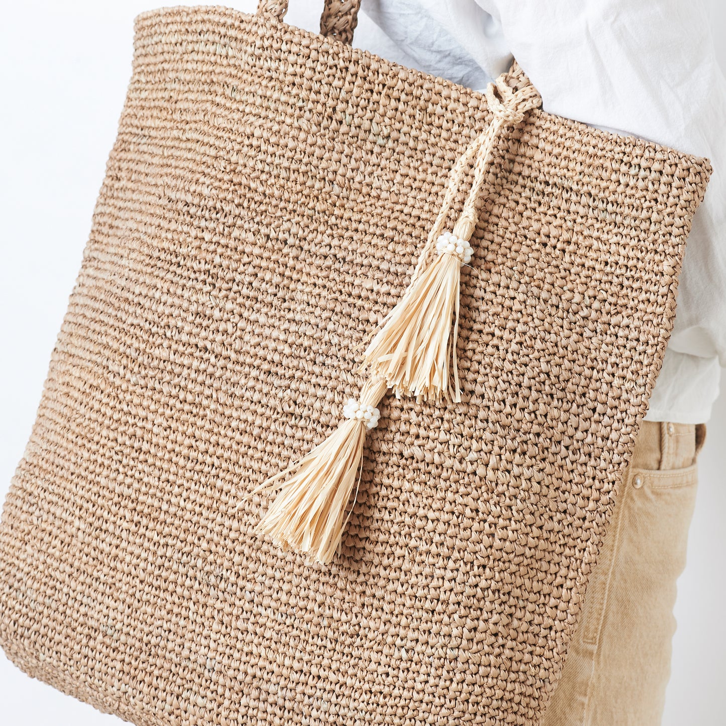 Hand Crochet Raffia Bag - SCHATTY (Chocolate)