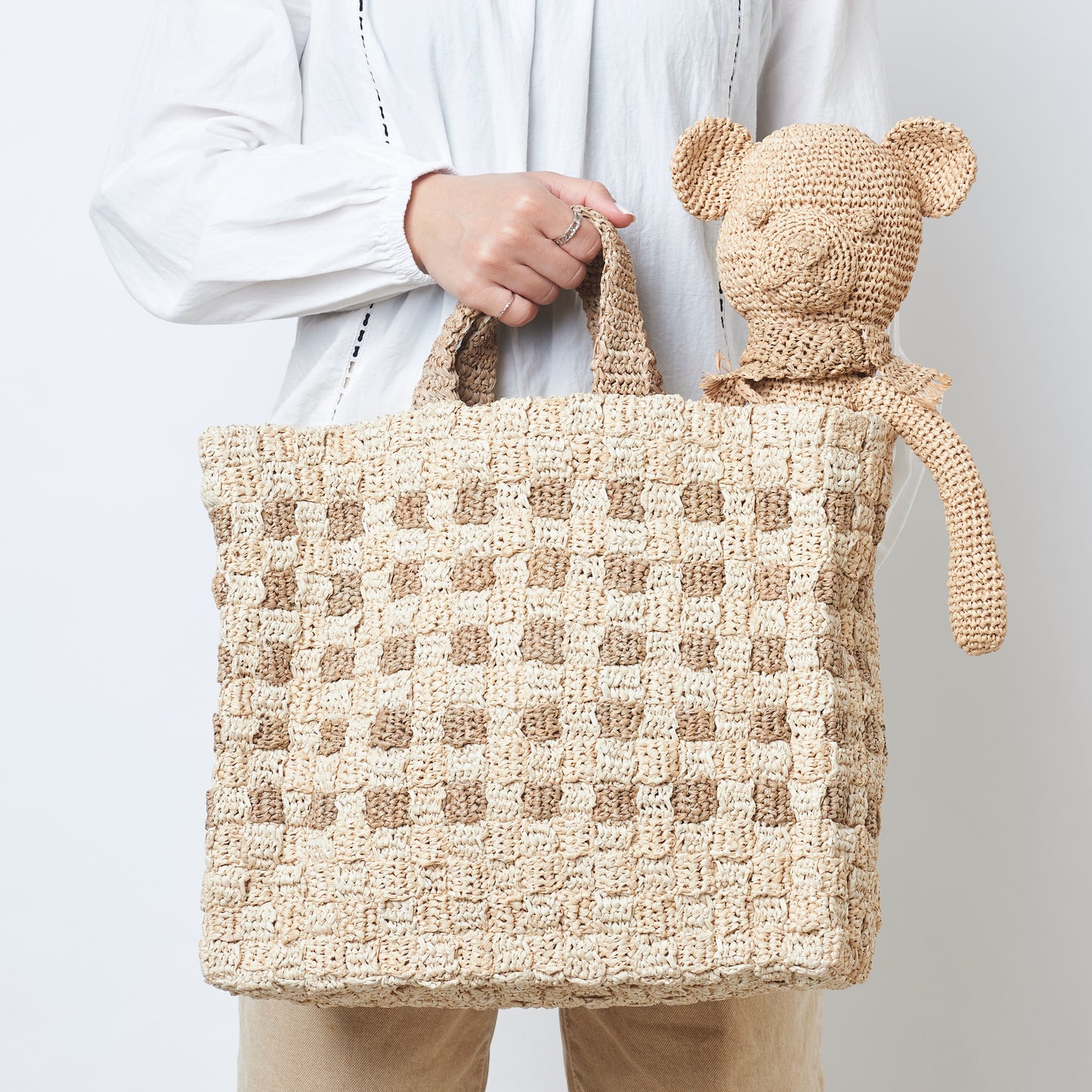 Hand Crochet Raffia Bag - BLOCK BAG