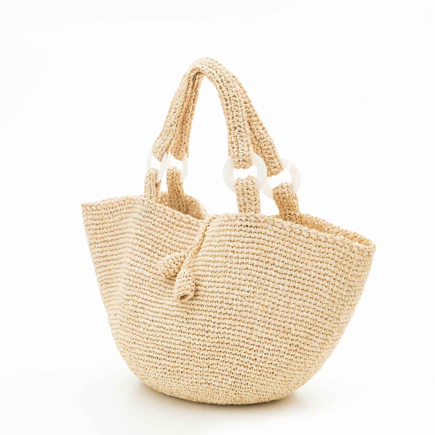 Hand Crochet Raffia Bag - BELL (Beige)