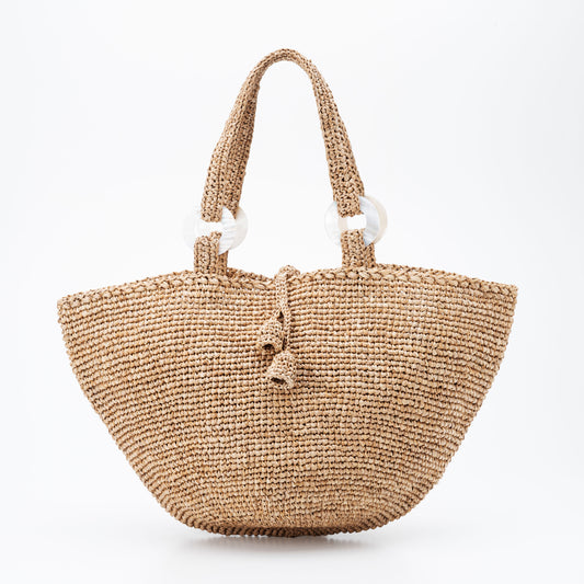Hand Crochet Raffia Bag - BELL (Chocolate)