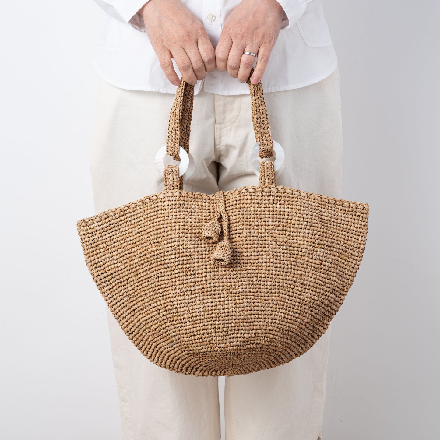 Hand Crochet Raffia Bag - BELL (Chocolate)