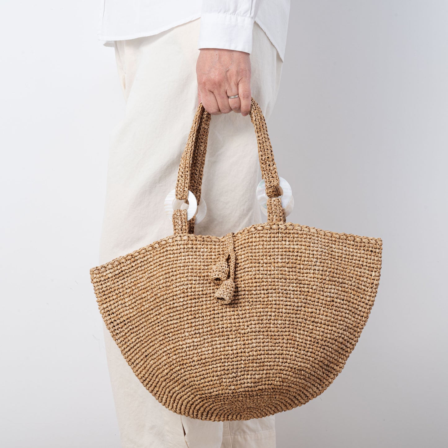 Hand Crochet Raffia Bag - BELL (Chocolate)