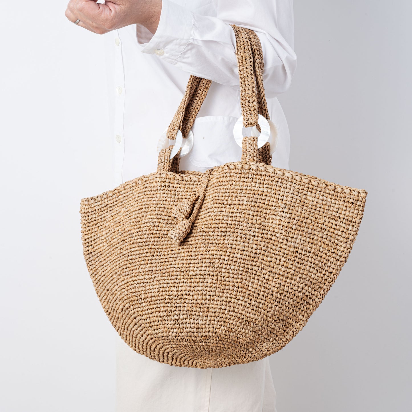 Hand Crochet Raffia Bag - BELL (Chocolate)