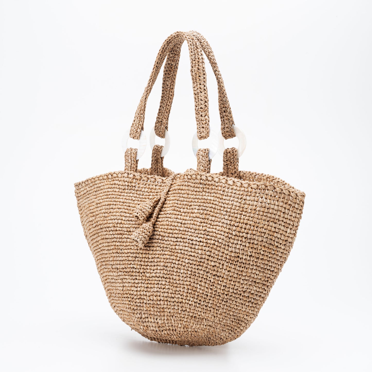 Hand Crochet Raffia Bag - BELL (Chocolate)
