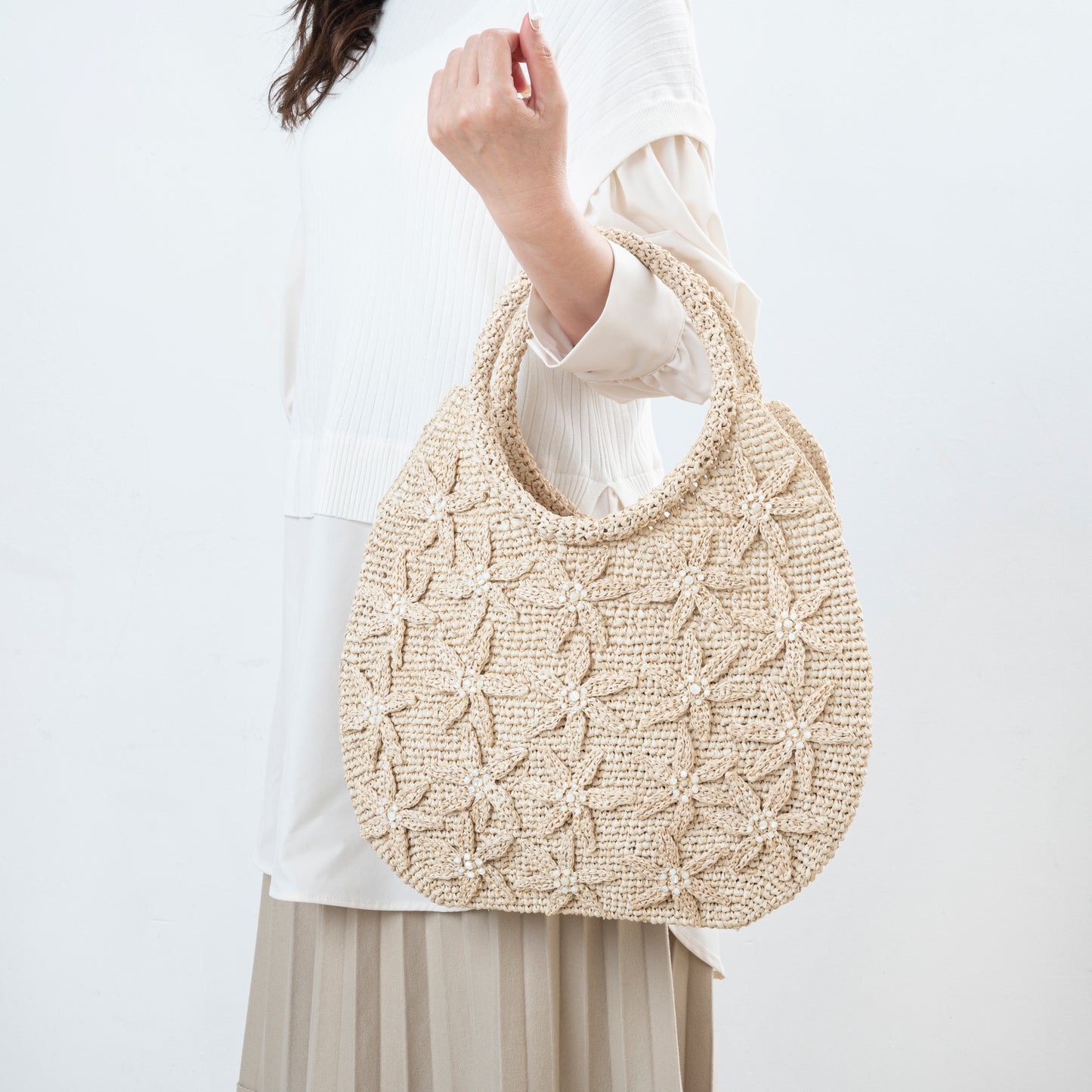 Hand Crochet Raffia Bag - BLOSSOM