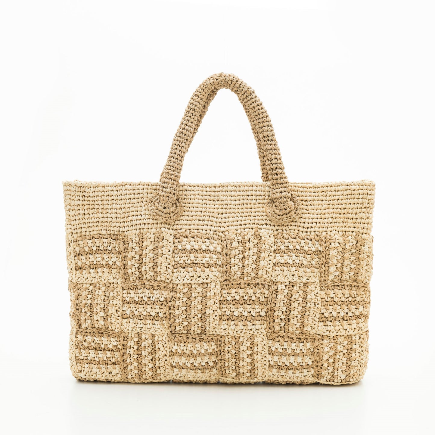 Hand Crochet Raffia Bag - CHECK