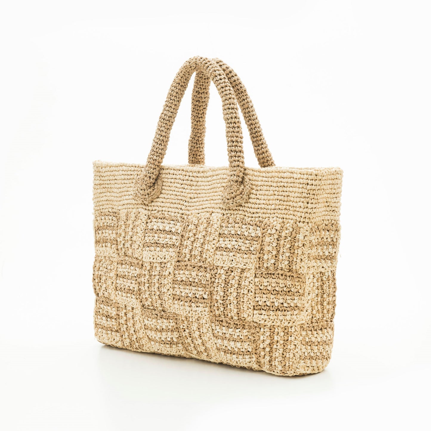 Hand Crochet Raffia Bag - CHECK