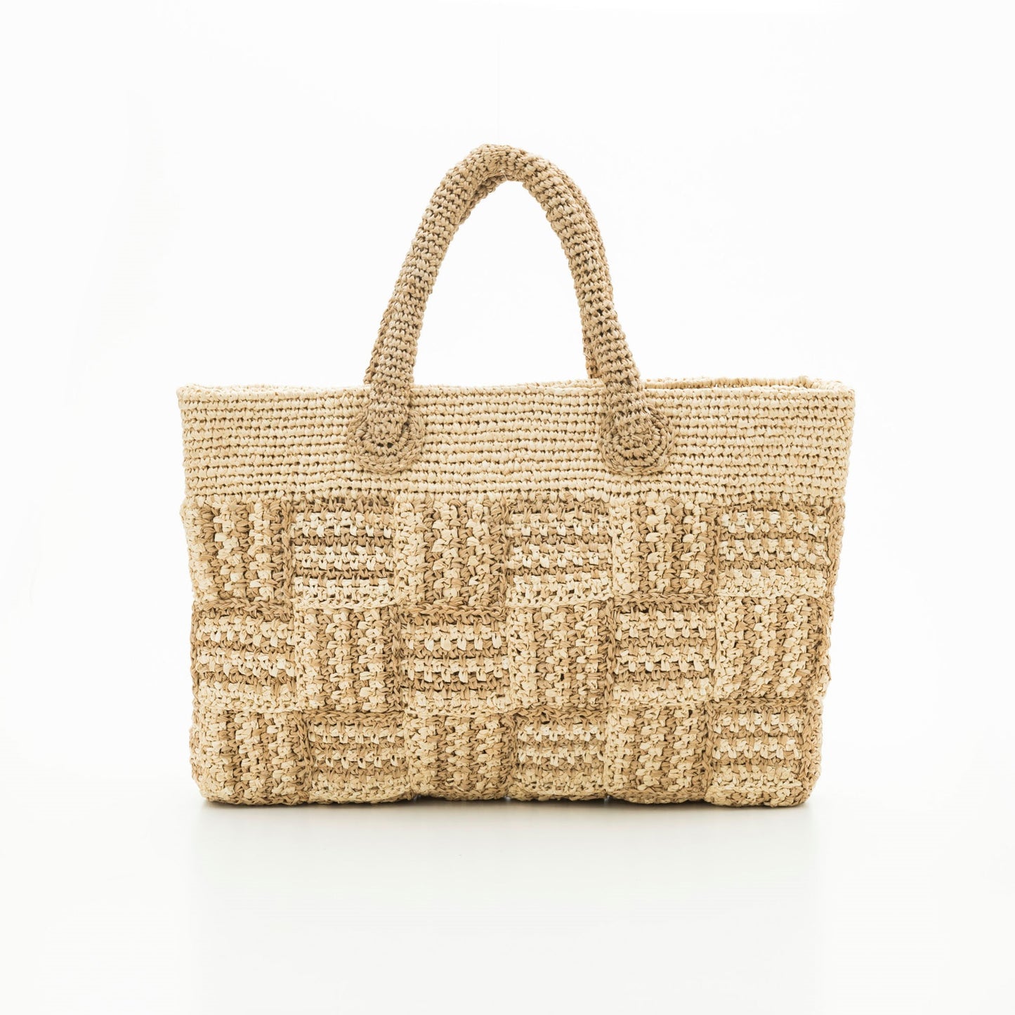 Hand Crochet Raffia Bag - CHECK