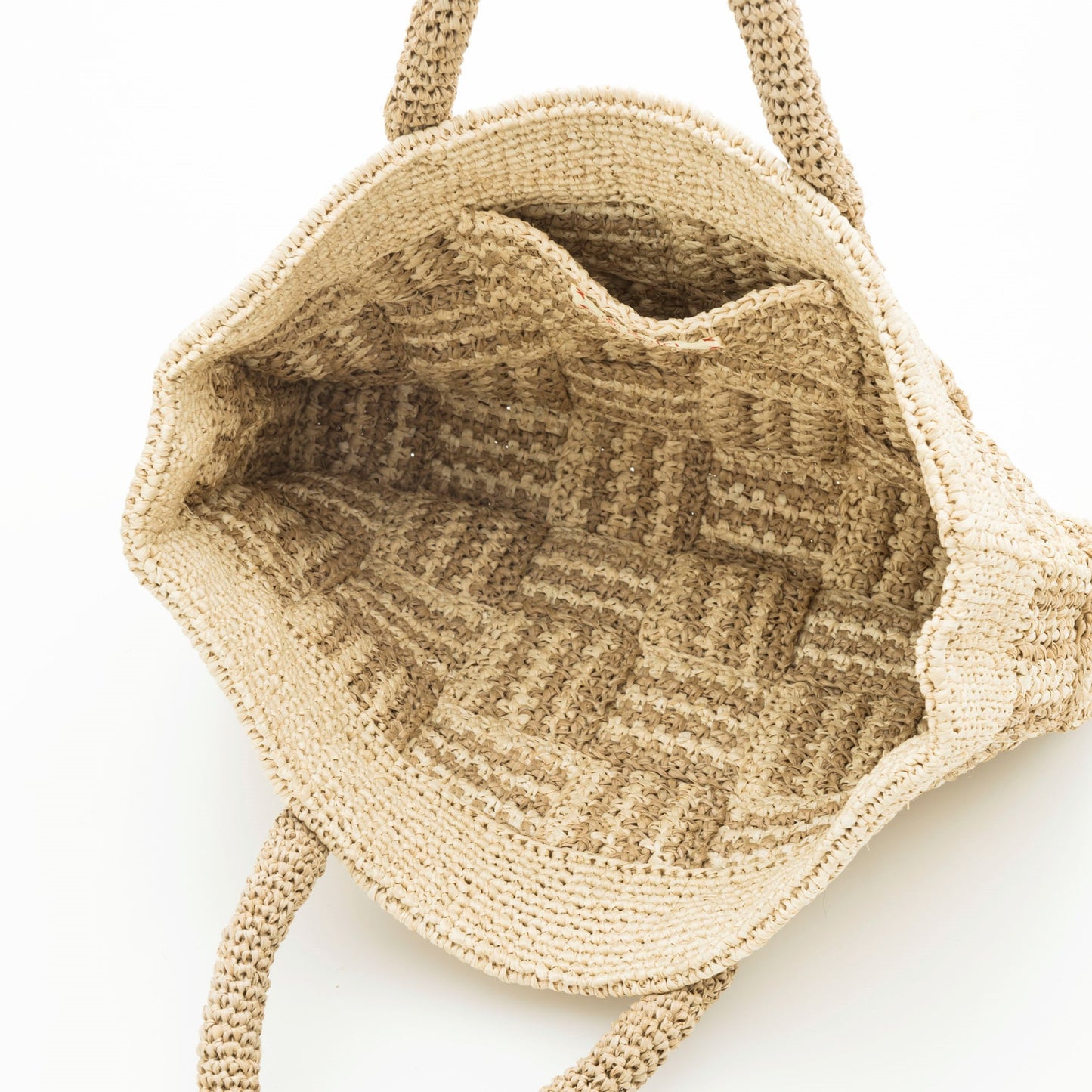Hand Crochet Raffia Bag - CHECK