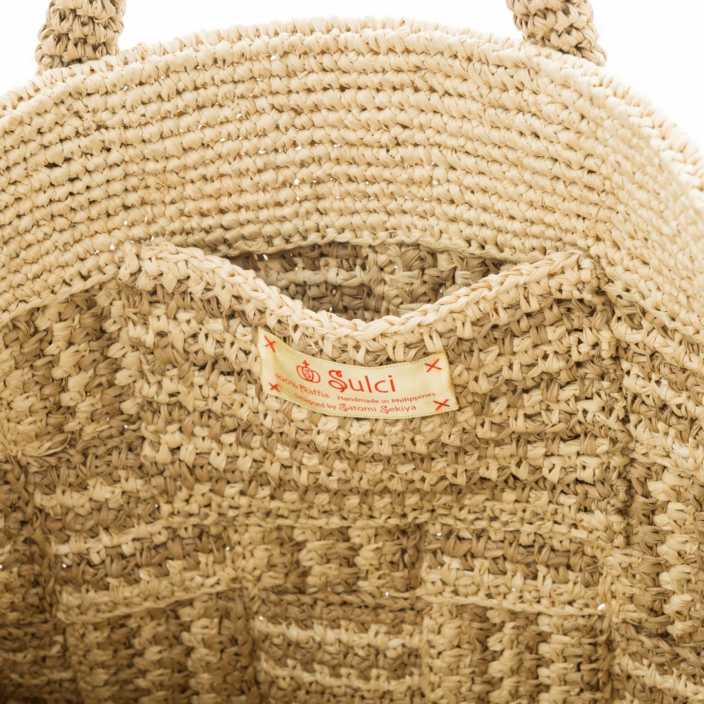 Hand Crochet Raffia Bag - CHECK