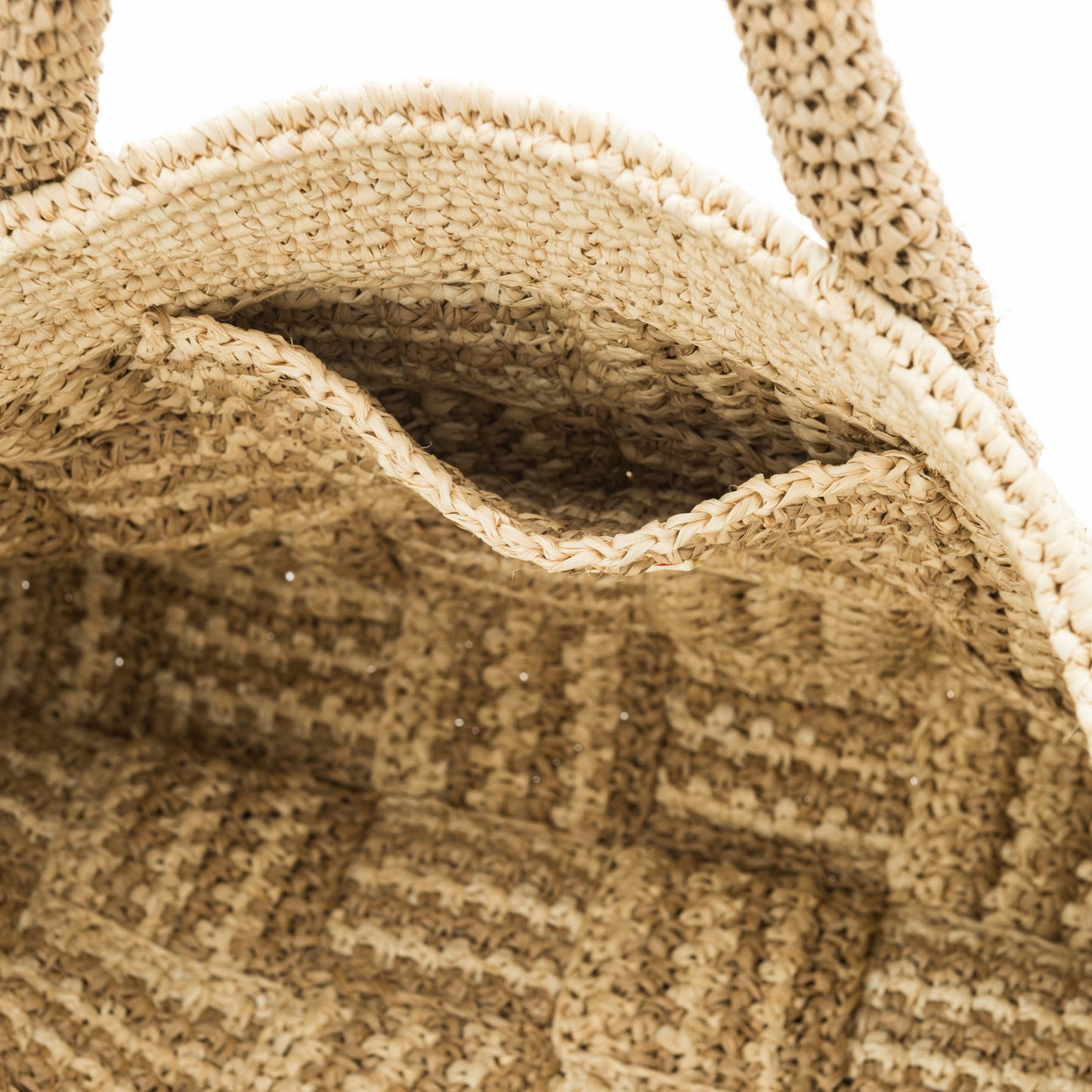 Hand Crochet Raffia Bag - CHECK