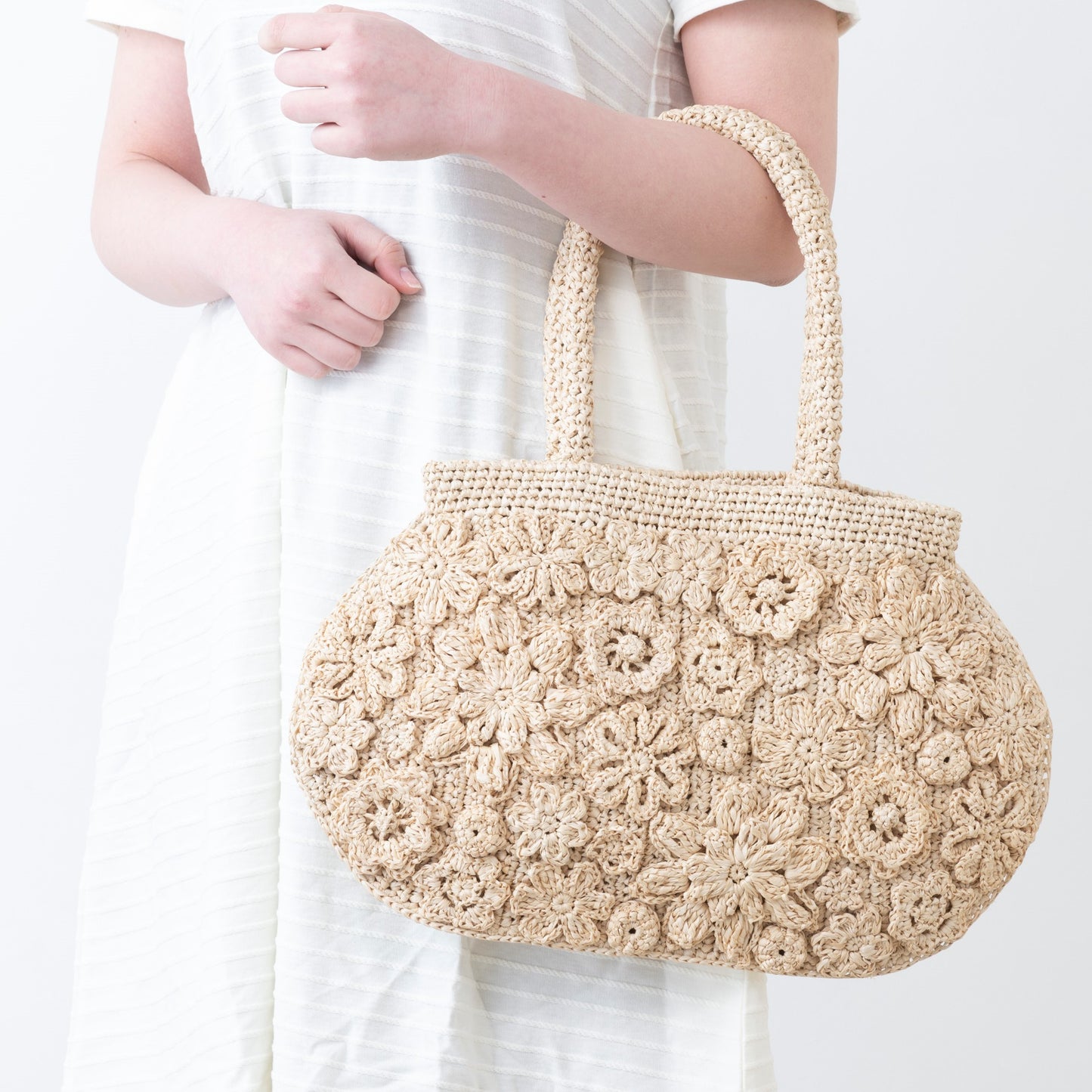 Hand Crochet Raffia Bag - FLORAL