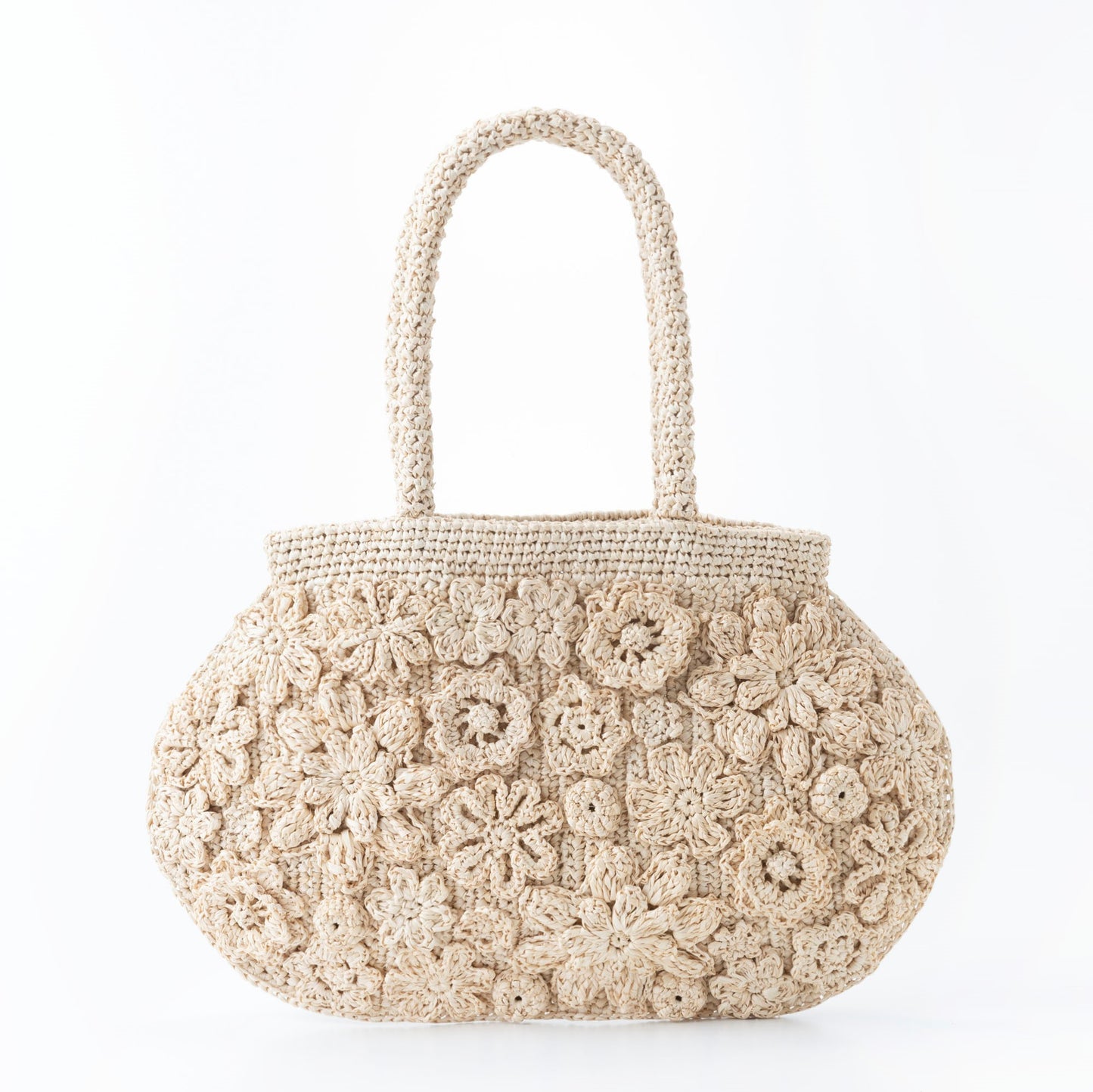 Hand Crochet Raffia Bag - FLORAL