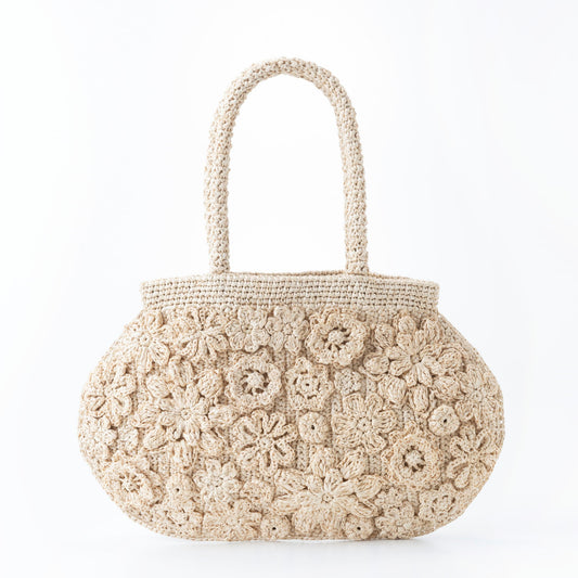 Hand Crochet Raffia Bag - FLORAL