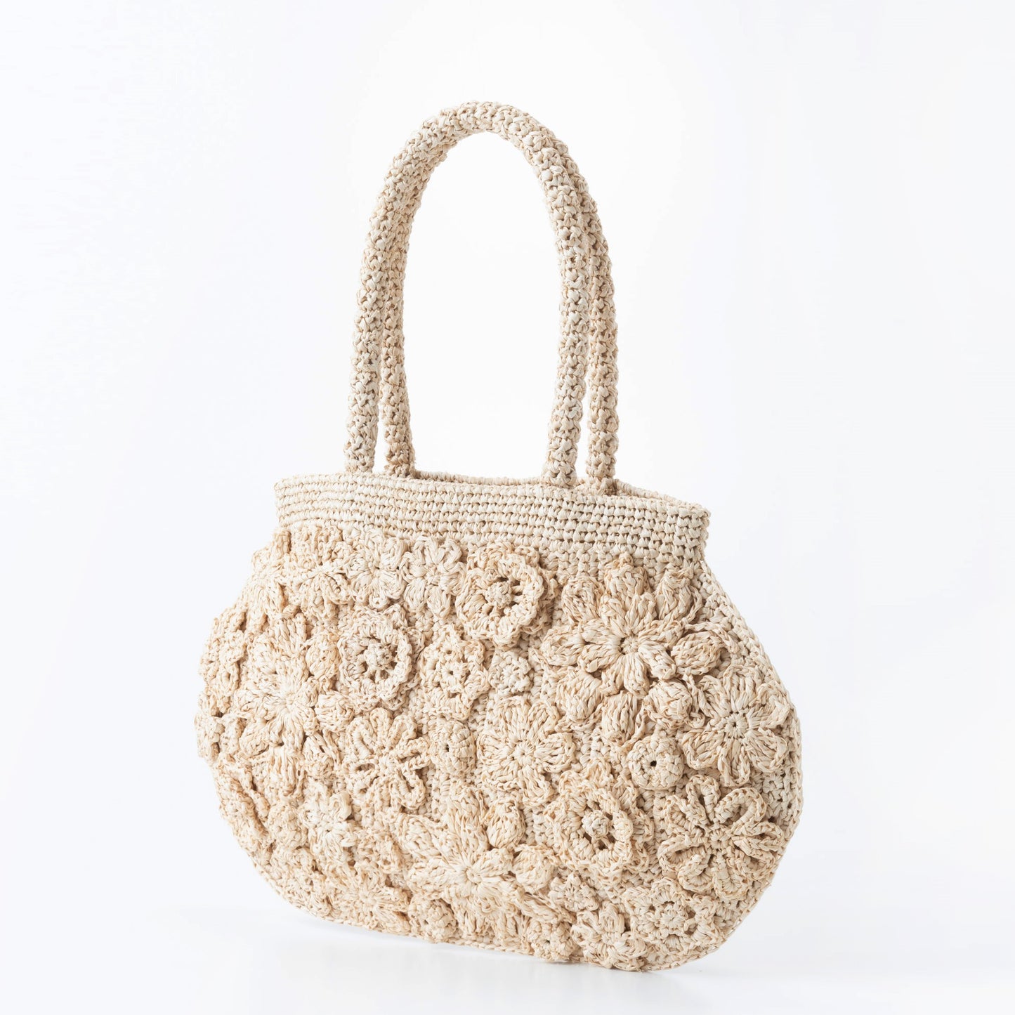 Hand Crochet Raffia Bag - FLORAL