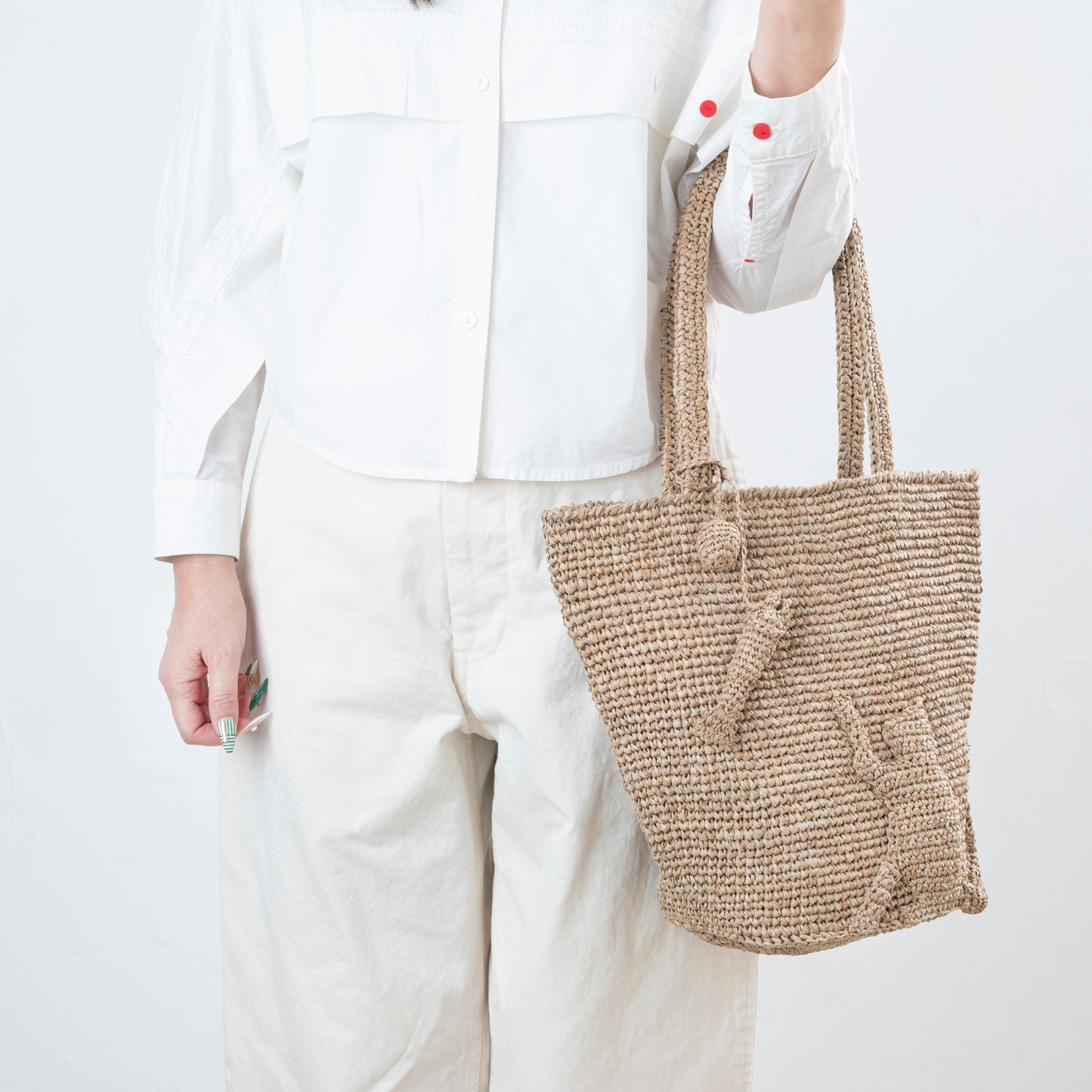 Hand Crochet Raffia Bag - KITTEN (Chocolate)