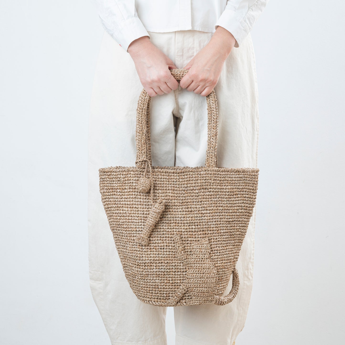 Hand Crochet Raffia Bag - KITTEN (Chocolate)