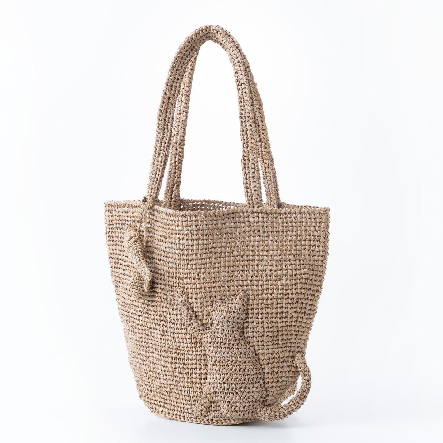 Hand Crochet Raffia Bag - KITTEN (Chocolate)