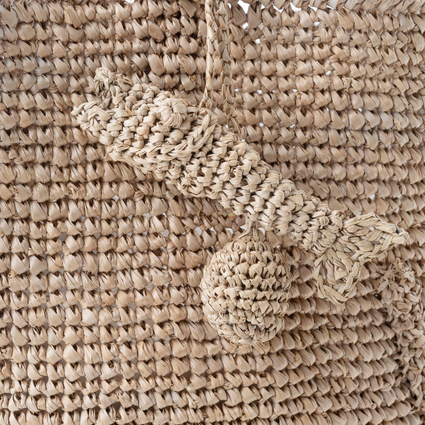 Hand Crochet Raffia Bag - KITTEN (Chocolate)