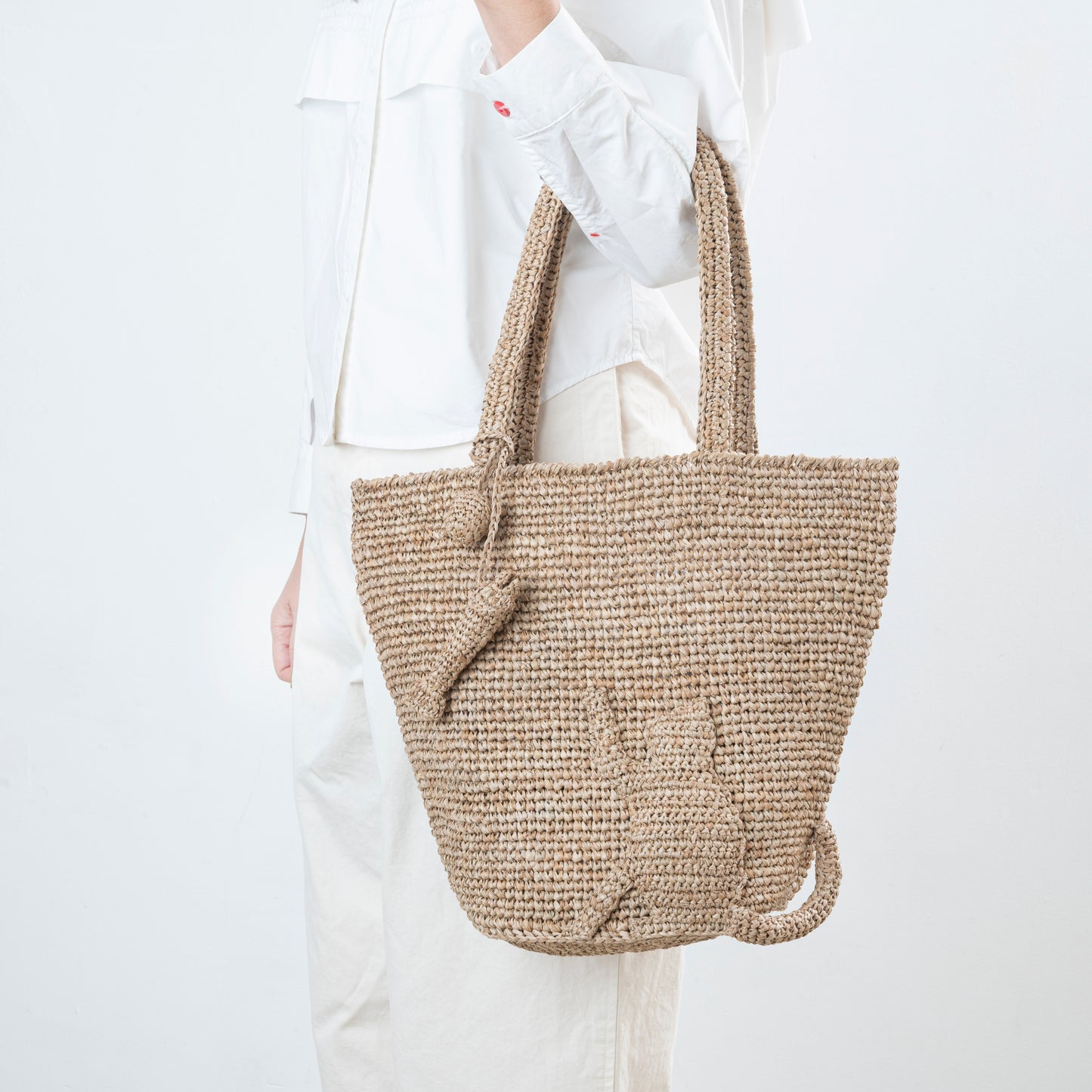 Hand Crochet Raffia Bag - KITTEN (Chocolate)