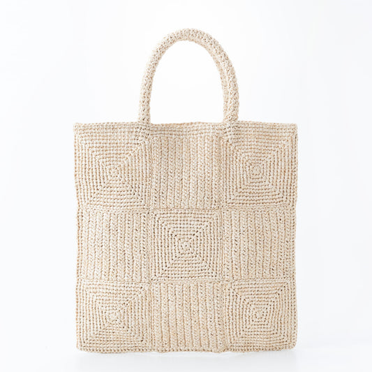 Hand Crochet Raffia Bag - MAZE (Beige)