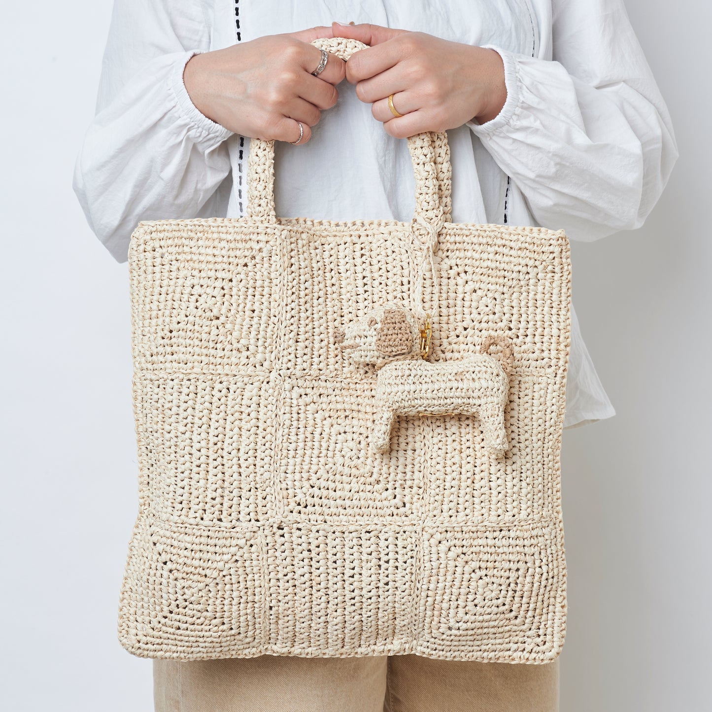 Hand Crochet Raffia Bag - MAZE (Beige)