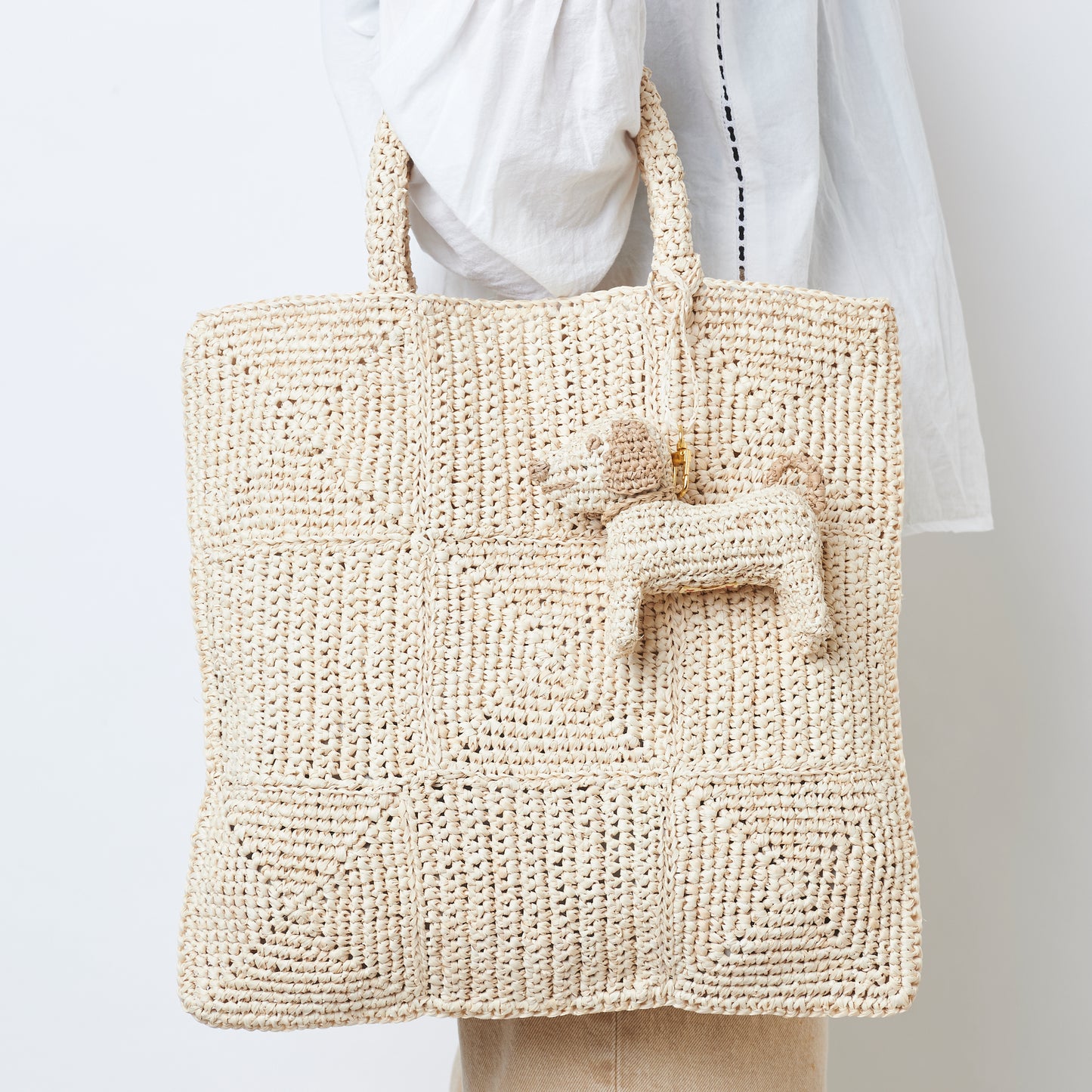 Hand Crochet Raffia Bag - MAZE (Beige)