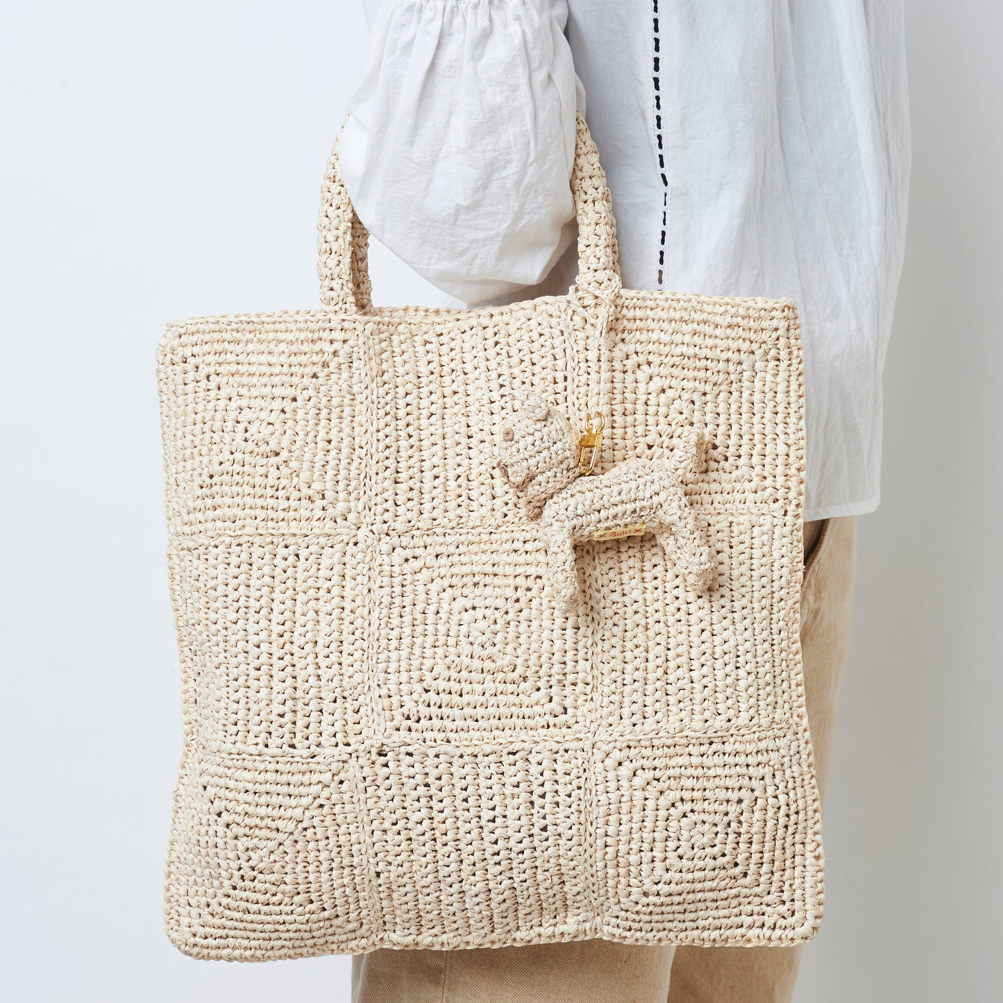 Hand Crochet Raffia Bag - MAZE (Beige)