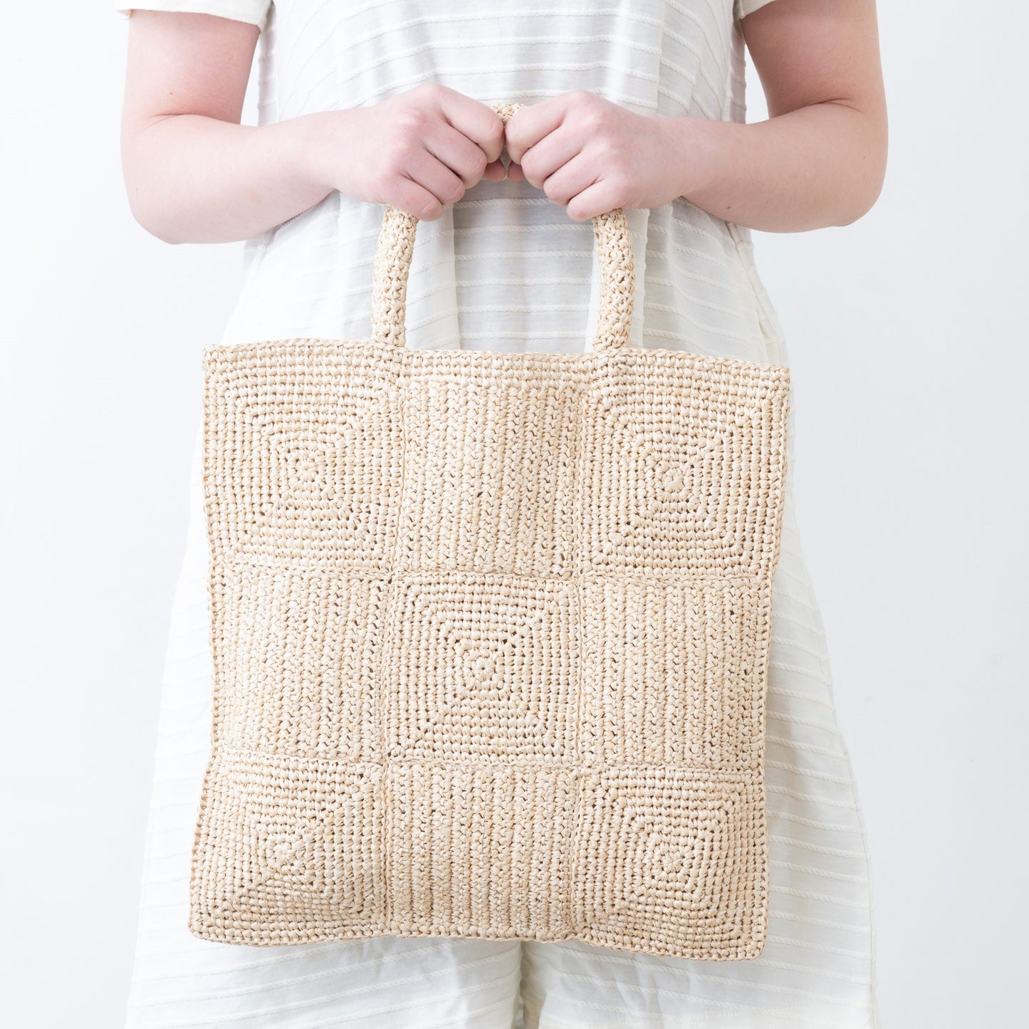 Hand Crochet Raffia Bag - MAZE (Beige)
