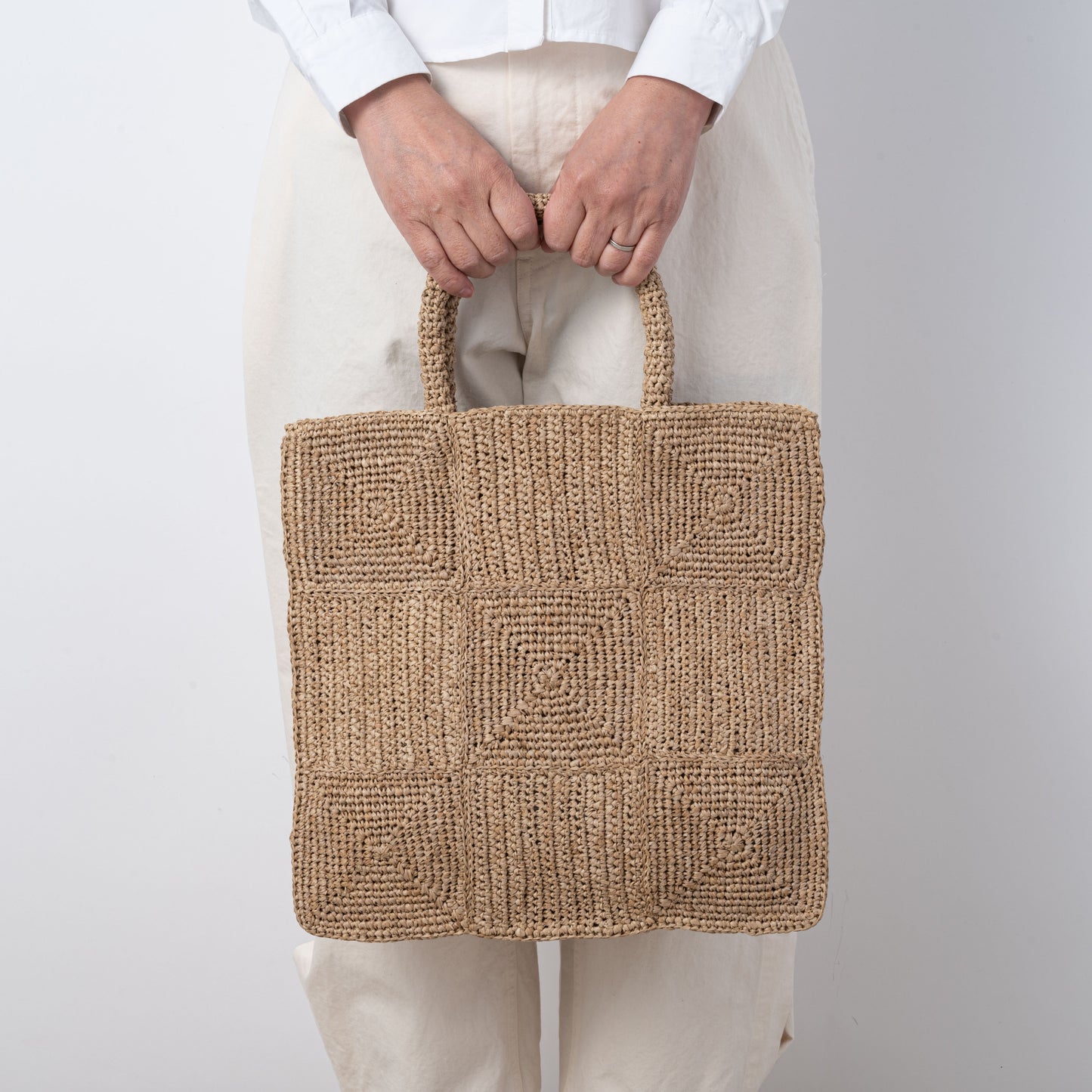 Hand Crochet Raffia Bag - MAZE (Chocolate)