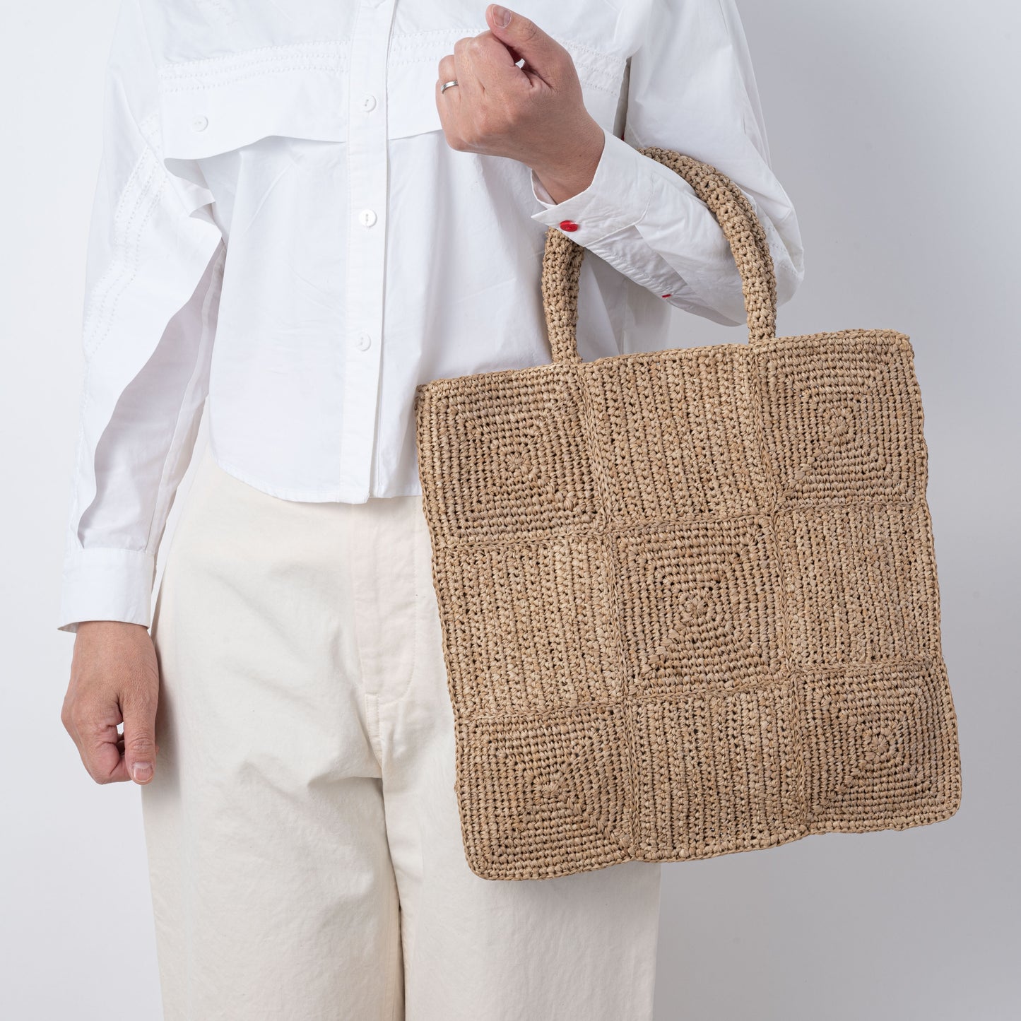 Hand Crochet Raffia Bag - MAZE (Chocolate)