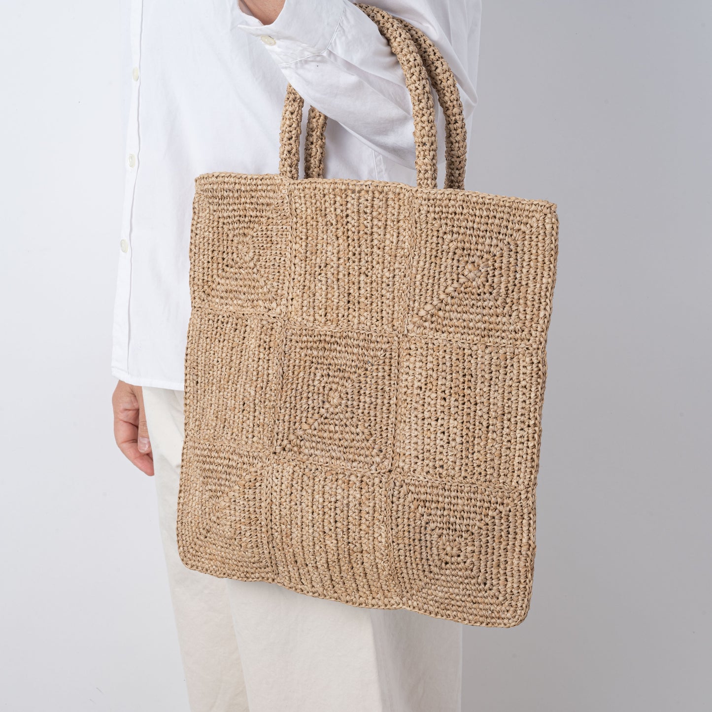 Hand Crochet Raffia Bag - MAZE (Chocolate)