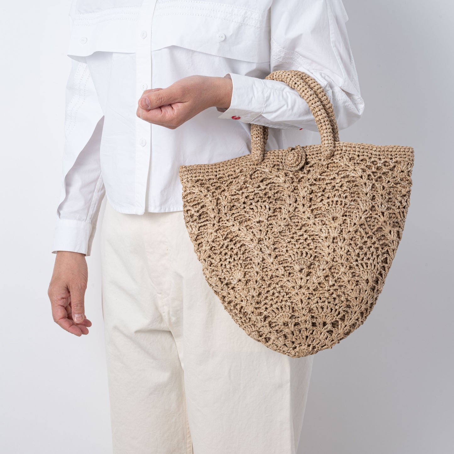 Hand Crochet Raffia Bag - PINEAPPLE (Chocolate)
