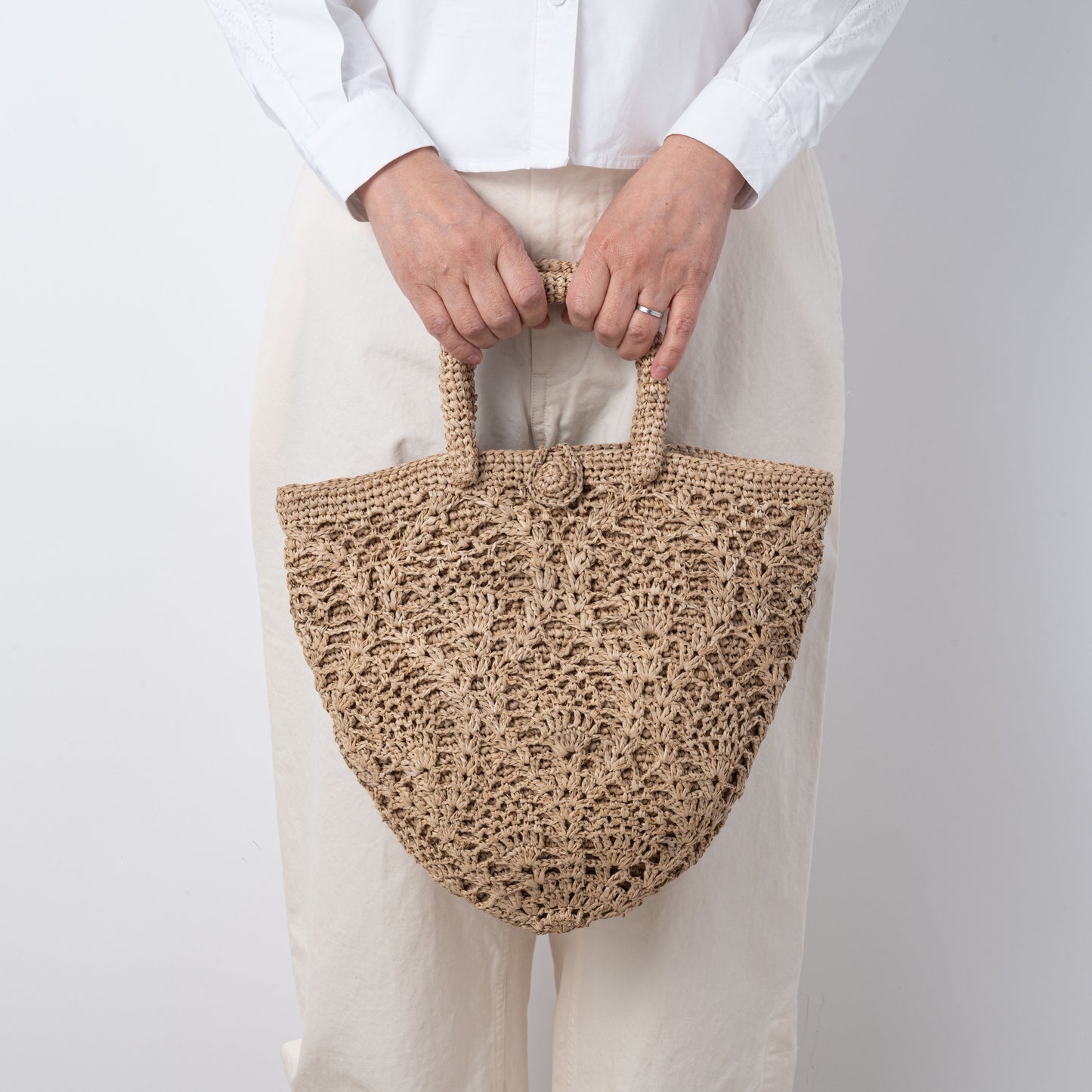 Hand Crochet Raffia Bag - PINEAPPLE (Chocolate)