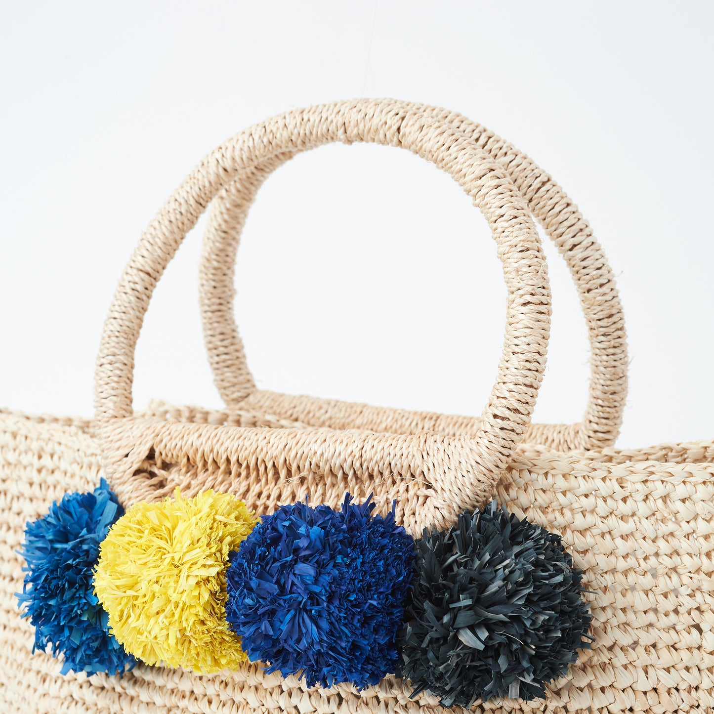 Hand Crochet Raffia Bag - POMPOM (Cool)