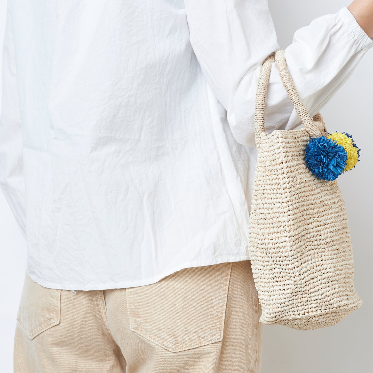Hand Crochet Raffia Bag - POMPOM (Cool)