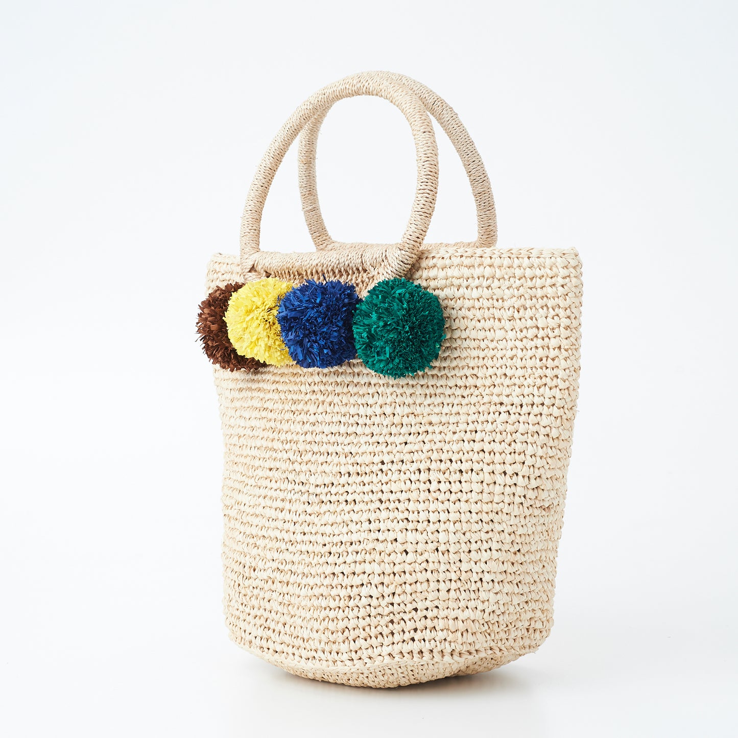 Hand Crochet Raffia Bag - POMPOM (Cool)