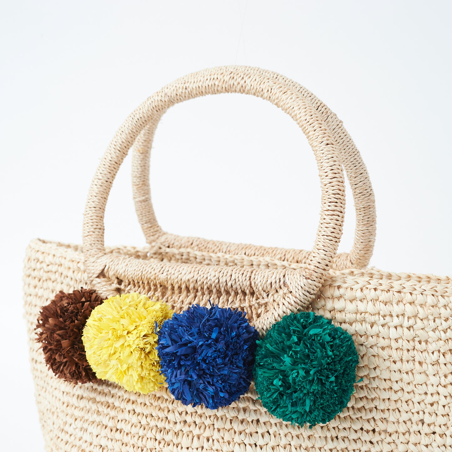 Hand Crochet Raffia Bag - POMPOM (Cool)