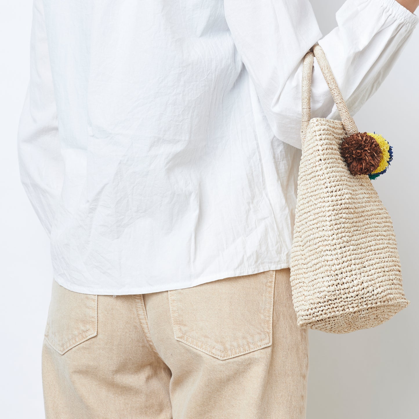 Hand Crochet Raffia Bag - POMPOM (Cool)