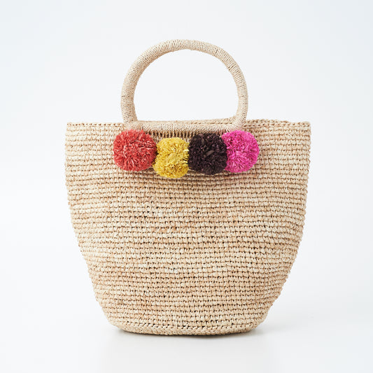 Hand Crochet Raffia Bag - POMPOM (Warm)