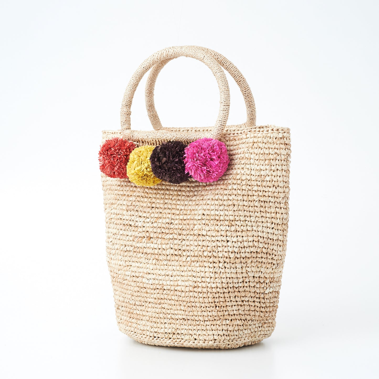 Hand Crochet Raffia Bag - POMPOM (Warm)