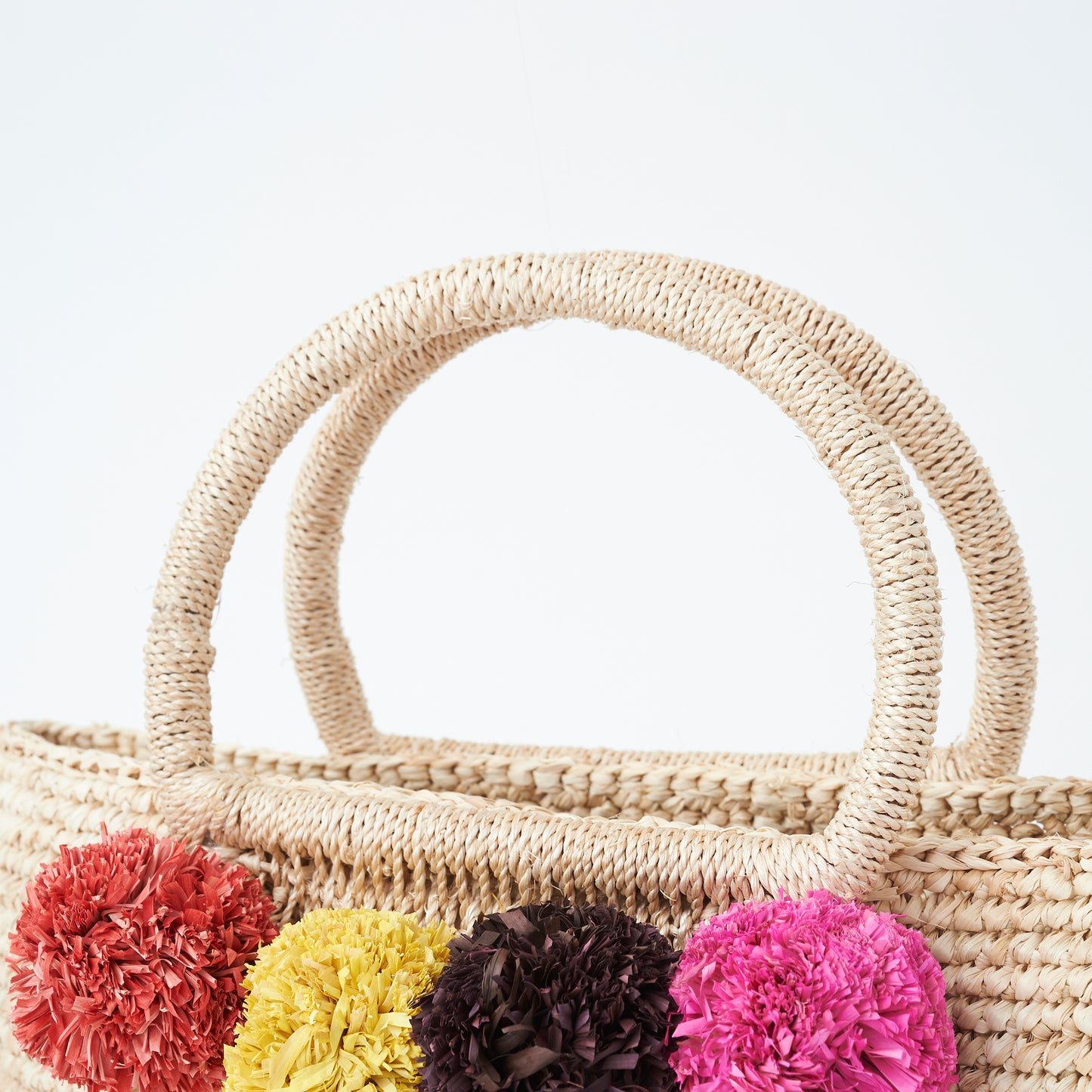 Hand Crochet Raffia Bag - POMPOM (Warm)