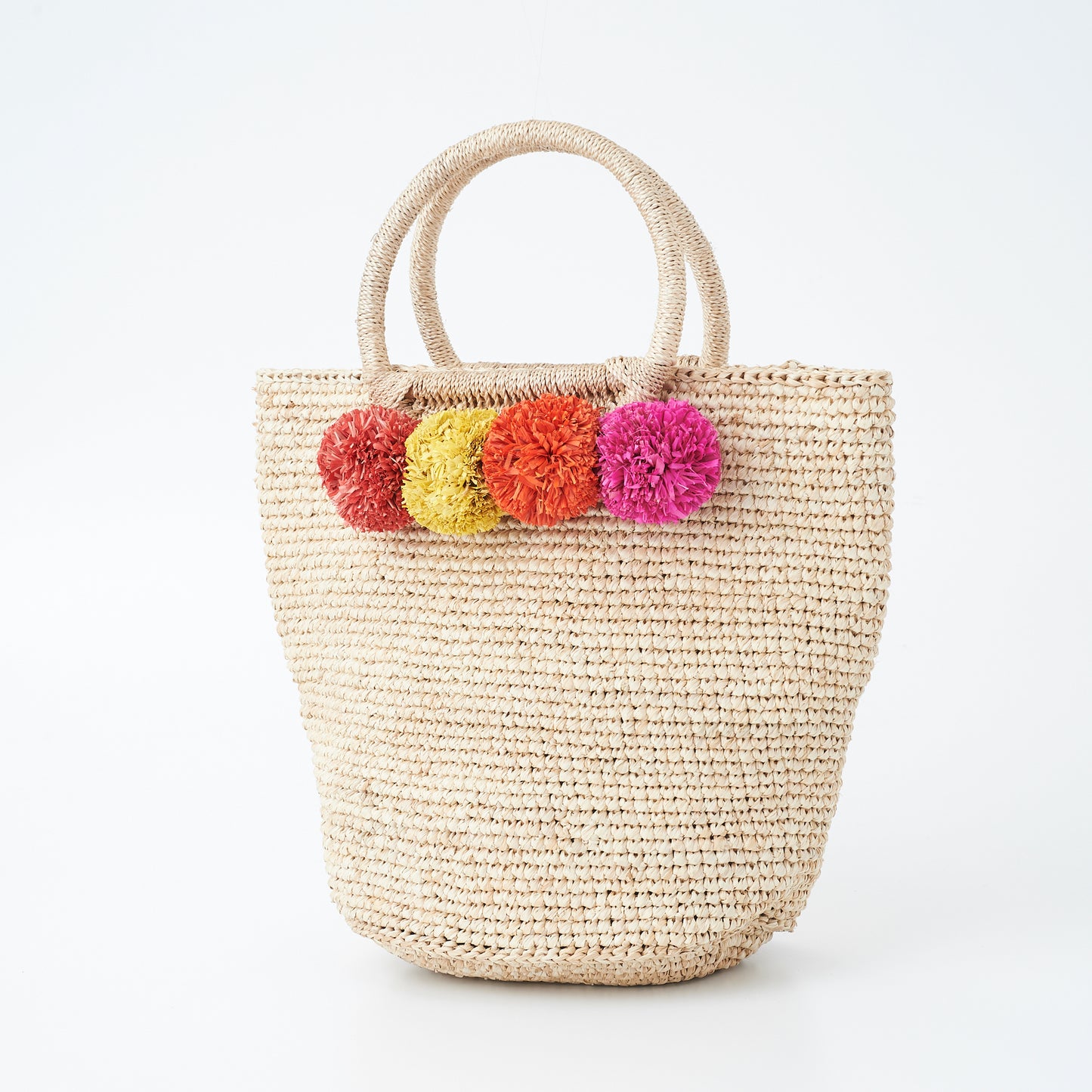 Hand Crochet Raffia Bag - POMPOM (Warm)