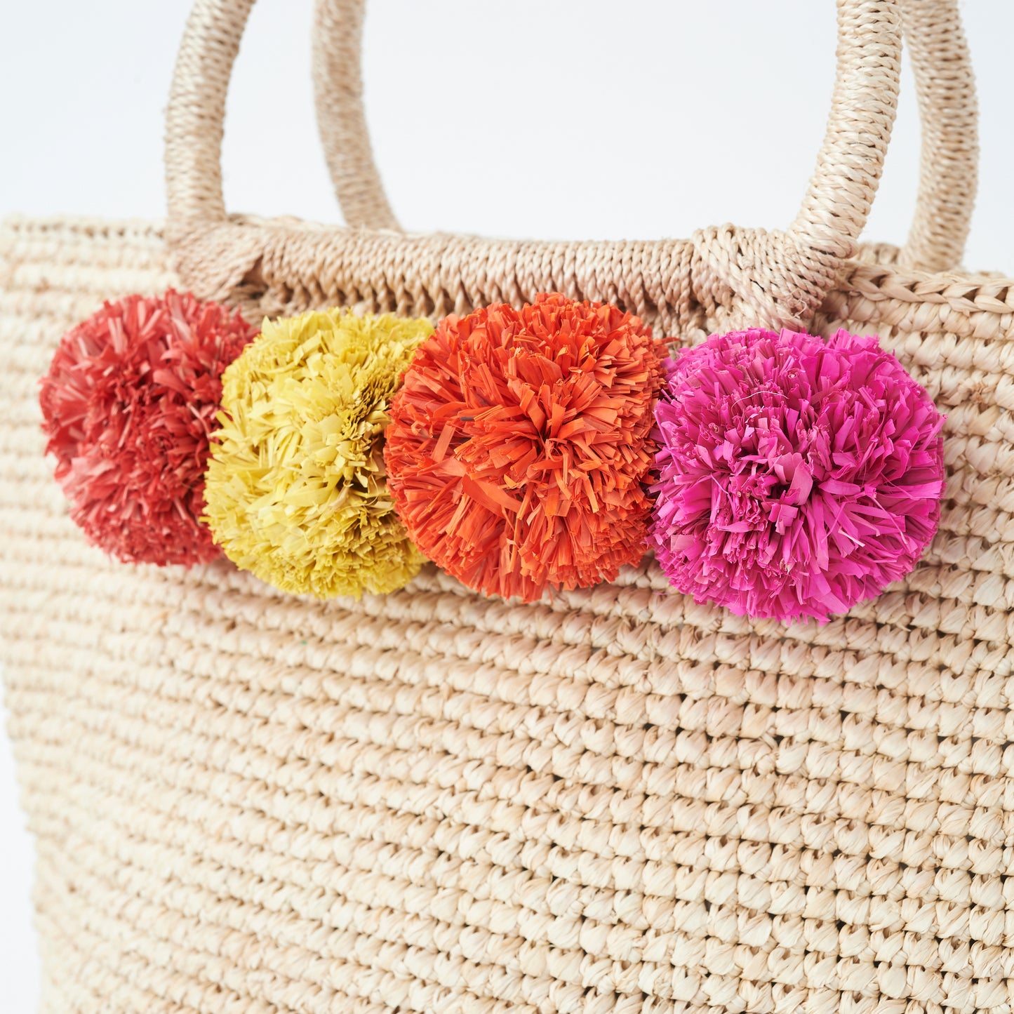 Hand Crochet Raffia Bag - POMPOM (Warm)